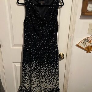 Liz Claiborne White and Blue Sheath Midi Dress